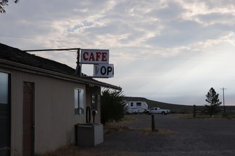 Wagontire overview photo, showing cafe and RVs