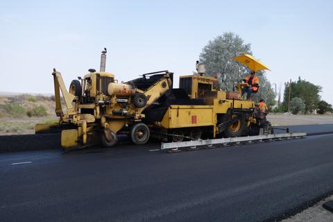 Paving machine in the middle of nowhere.