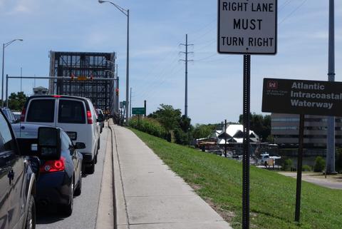 Traffic on the first ride. 