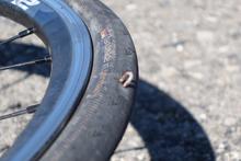 My tire with a large staple in it